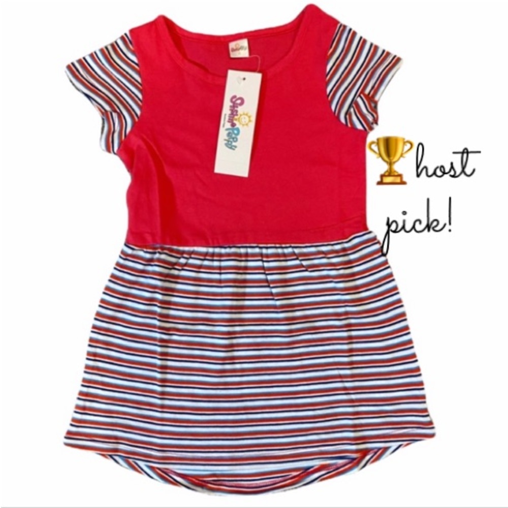 🏆Host Pick! 💙4/$20!!! NWT! Sz 4 girls pinky red, blue, white striped Dre